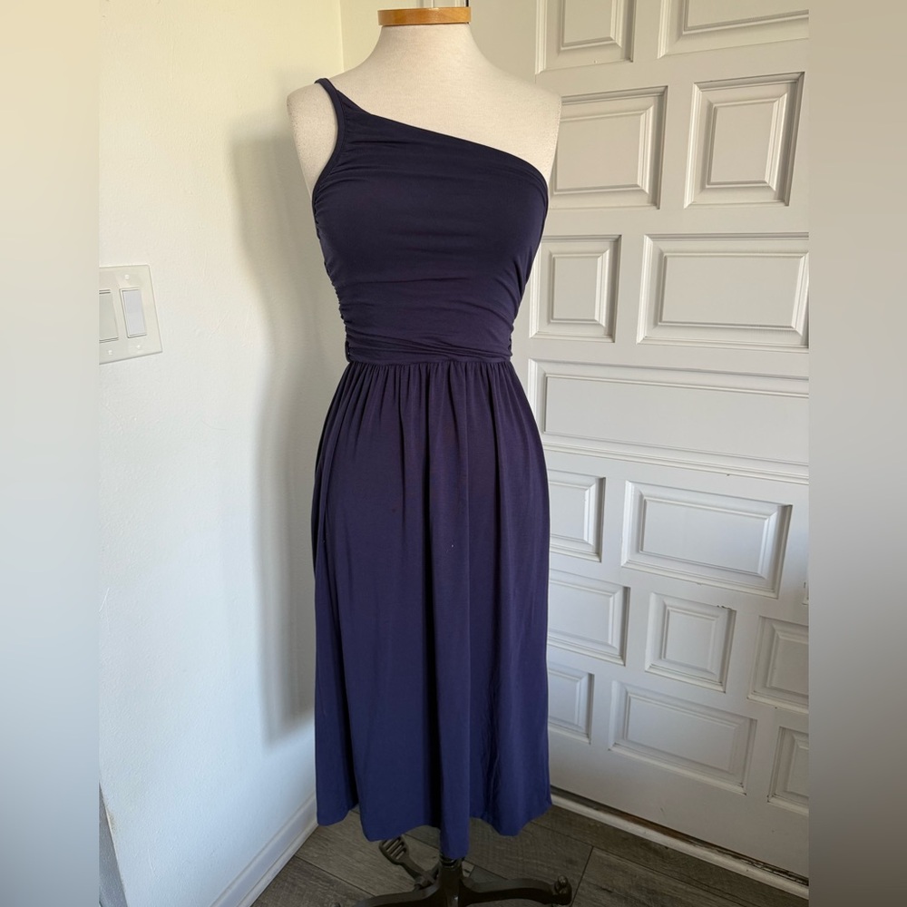 Tart Sundress Navy Blue One-Shoulder Size Small